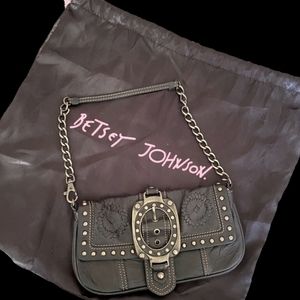 Vintage Betsey Johnson Leather Black Clutch